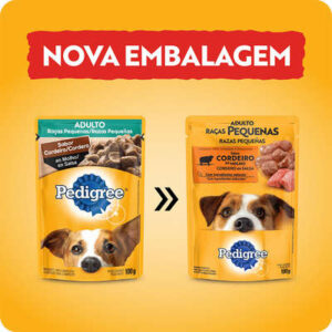 Ração Úmida Pedigree Sachê Cordeiro ao Molho para Cães Adultos de Raças Pequenas