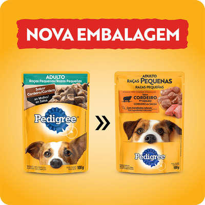 Ração Úmida Pedigree Sachê Cordeiro ao Molho para Cães Adultos de Raças Pequenas Ração Úmida Pedigree Sachê Cordeiro ao Molho para Cães Adultos de Raças Pequenas