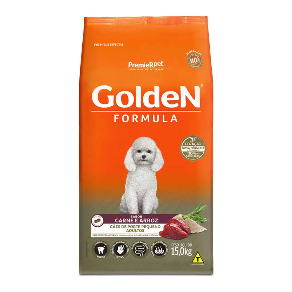 Ração Seca PremieR Pet Golden Formula Carne e Arroz para Cães Adultos de Raças Pequenas