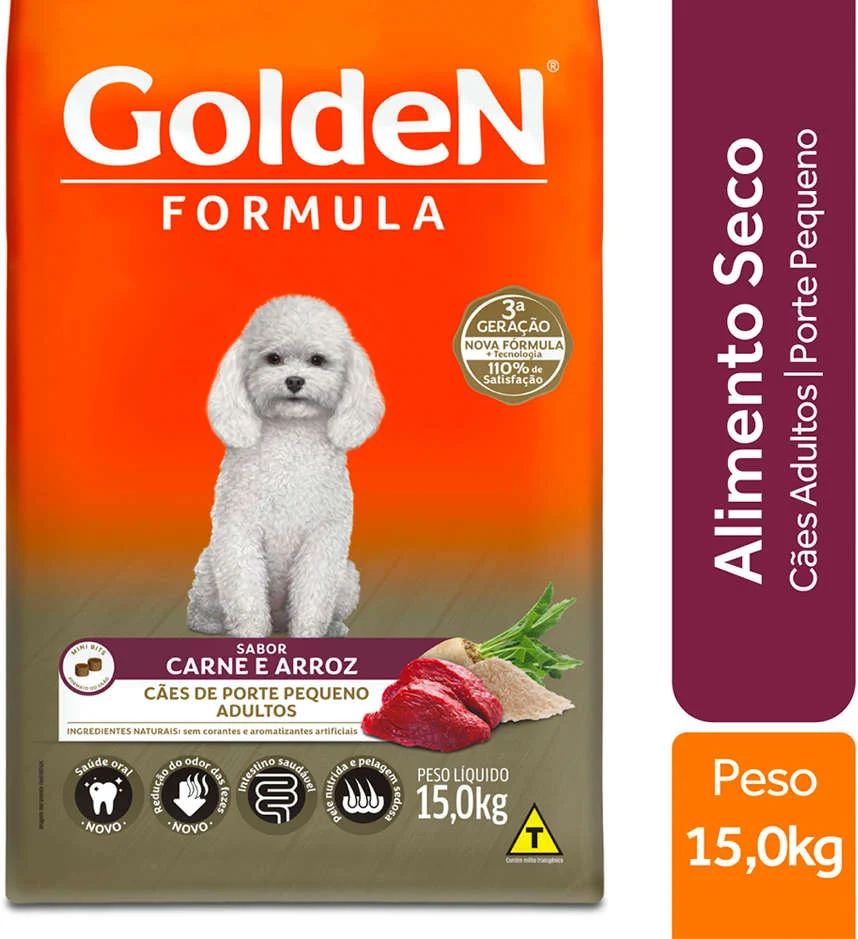 Ração Seca PremieR Pet Golden Formula Carne e Arroz para Cães Adultos de Raças Pequenas